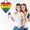 2 Pieces Rainbow Pride Sign Everyone is Welcome Here Sign Love is Love Wood Hanging Decoration Double Sided Printing Wall Door Window Decor for Rainbow Pride Party